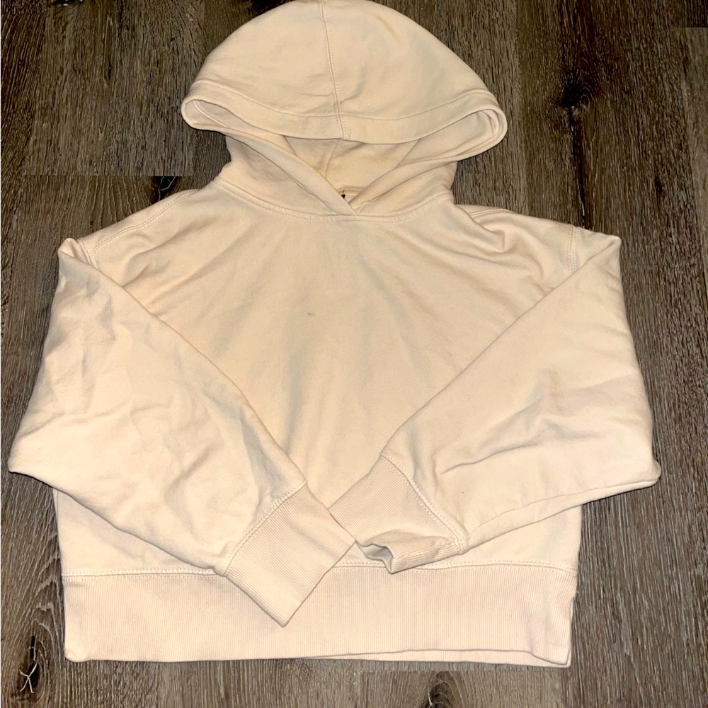 Zara cropped tan/cream colored hoodie